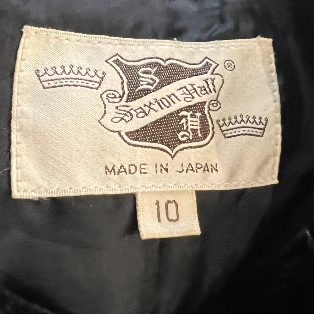 Vintage Japan Velvet Artsy Floral Blazer Jacket Gold Button Roses Sz 10 Black - Picture 8 of 12